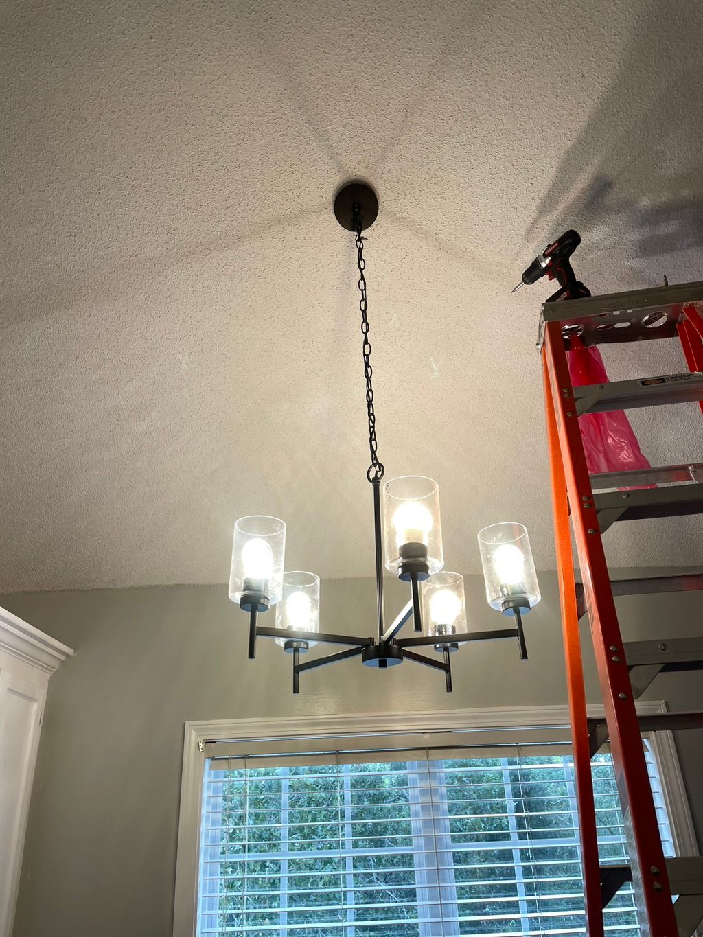 Install chandelier on vaulted ceiling