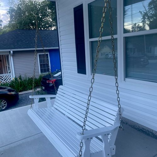 Installed my porch swing. It looks great and I lov