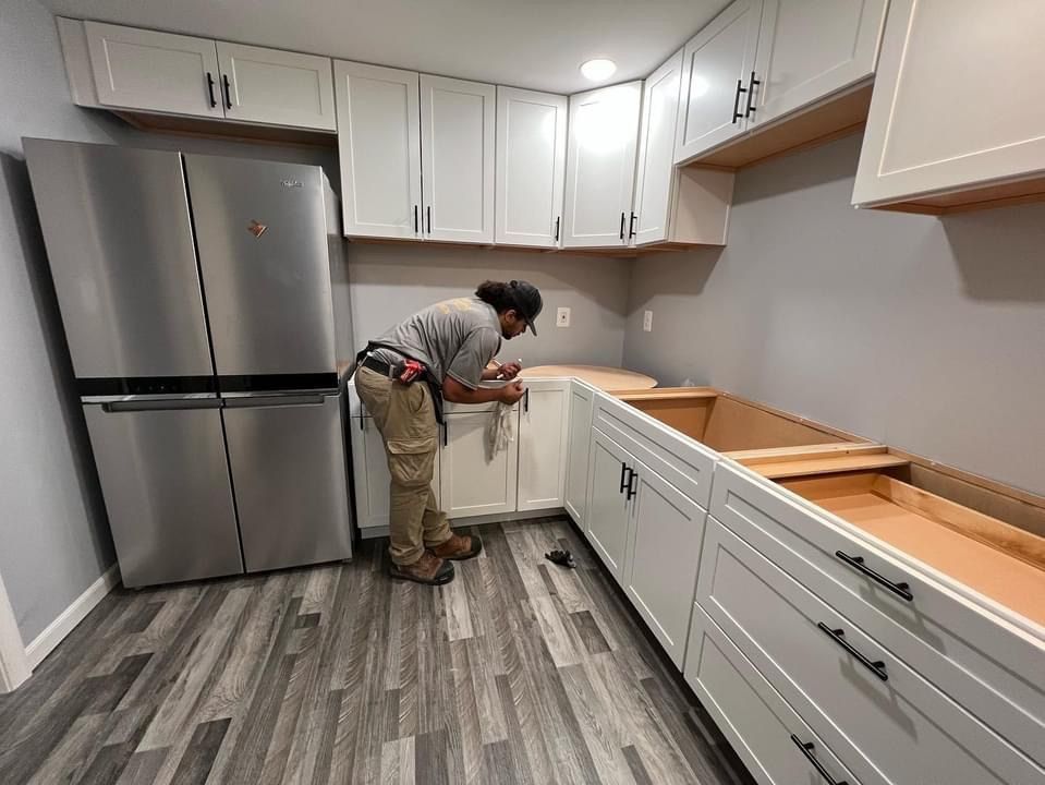 Touching up after a cabinet install