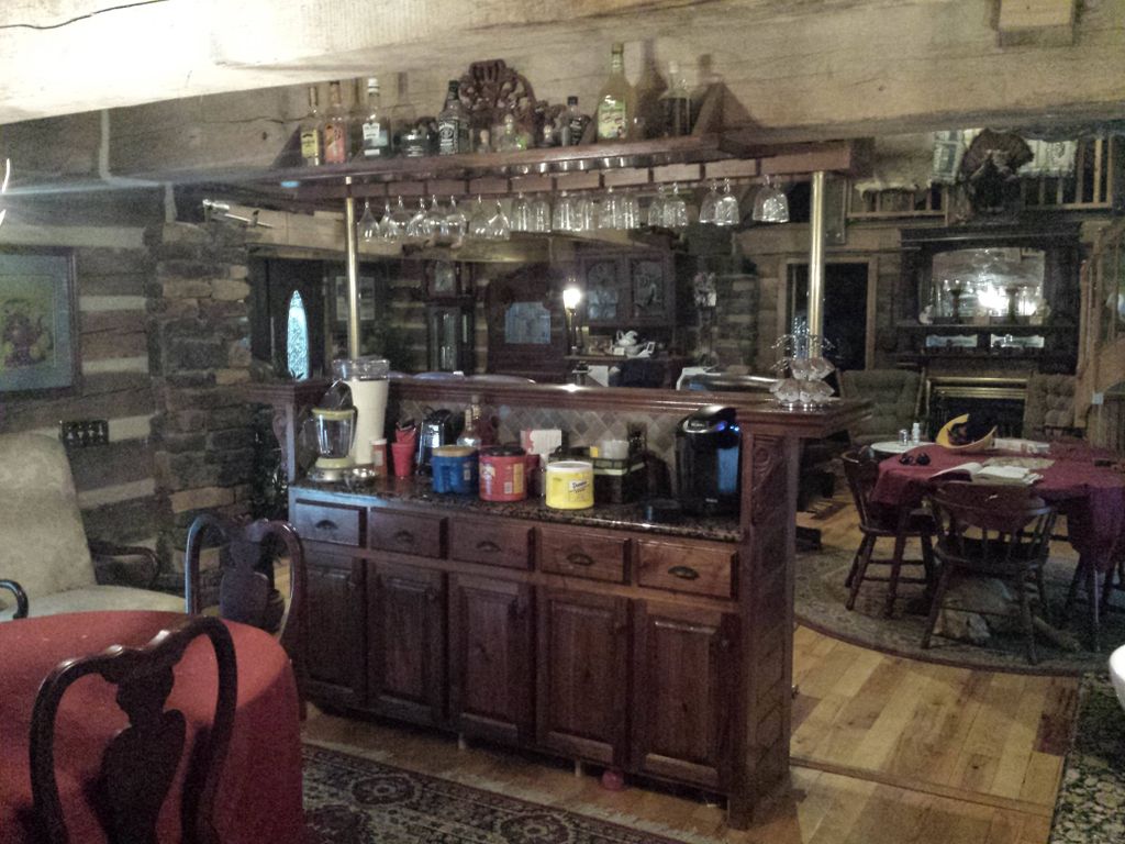 built the bar  and cabinets from the 2 walnut tree