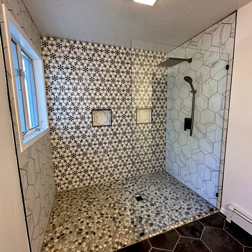 Wall tiles installations, plumbing and glass insta