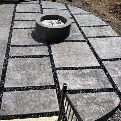 Stamped Concrete Patio & Fire Pit