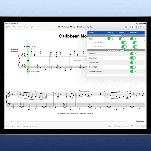 Play-along Musical Score on iPad