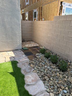 Pavers, flagstone and turf