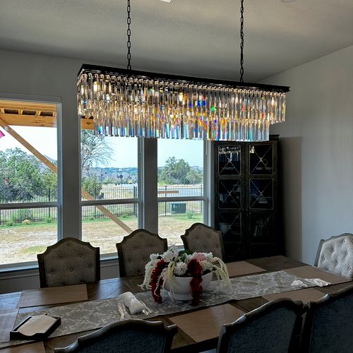 Beautiful new chandelier installation! 