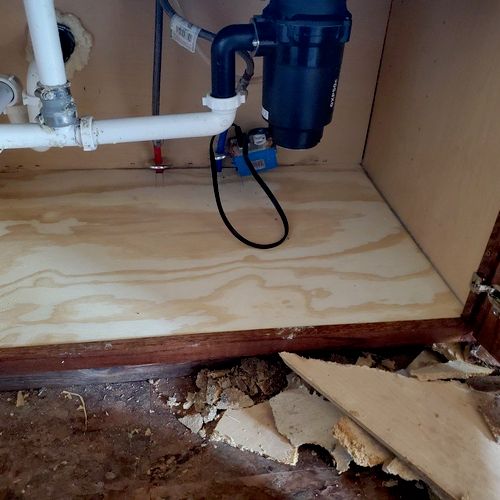 Replaced cabinet floor that had water damage. I wi