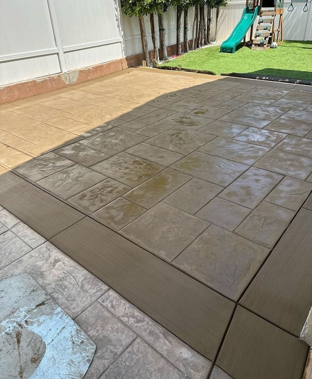Stamped concrete colored