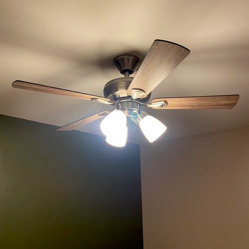 Replaced light fixture with new fan light shown. T