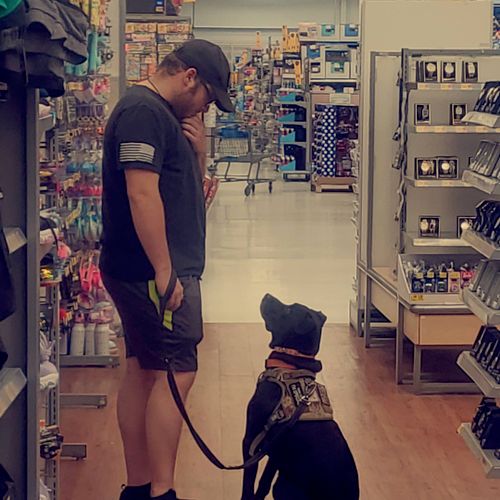 My partner and his daddy training in a store we fr