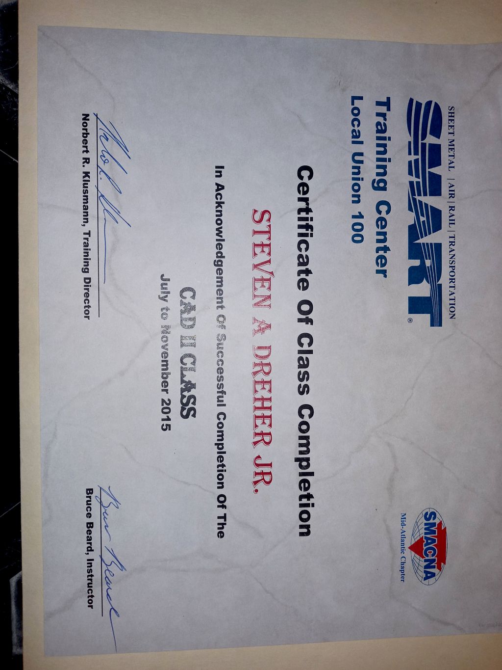 Sheet Metal Workers Local 100 Computer Aided Draft