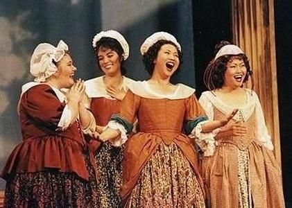 2nd from left, Meg in Verdi's Falstaff at Royce Ha