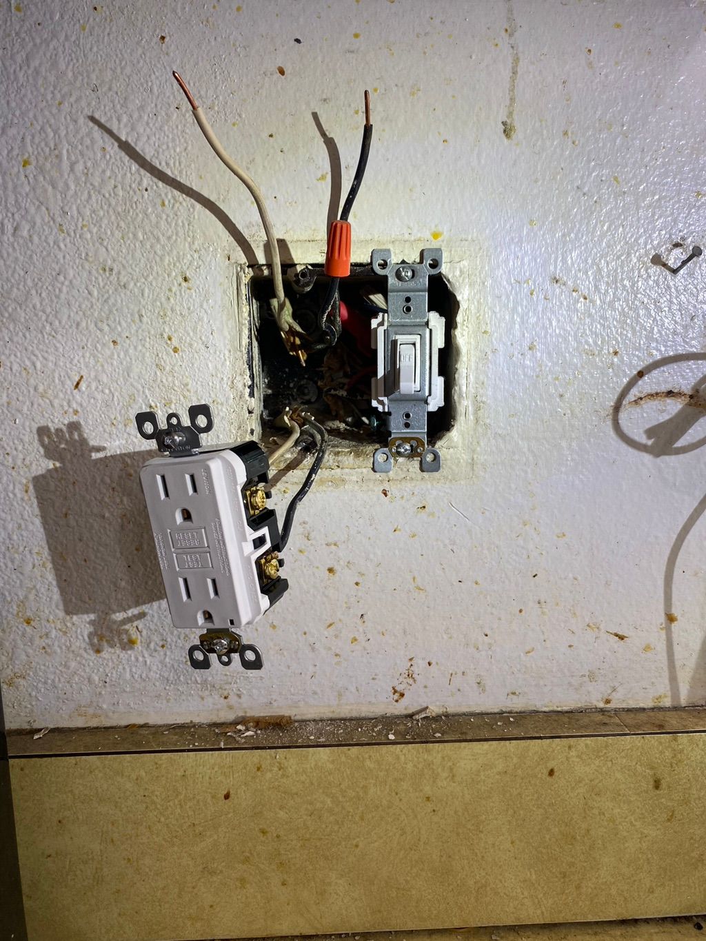 Gfci and switch being installed