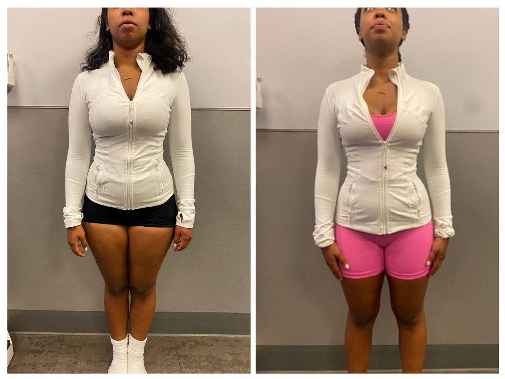 Black shorts - before 
Pink shorts - after 

15 se