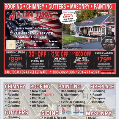 Avatar for A1 ON TIME ROOFING & CHIMNEYS.