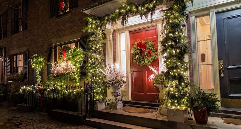 holiday exterior lights on a home