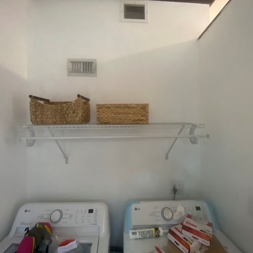 Shelf installation for space in your laundry room!