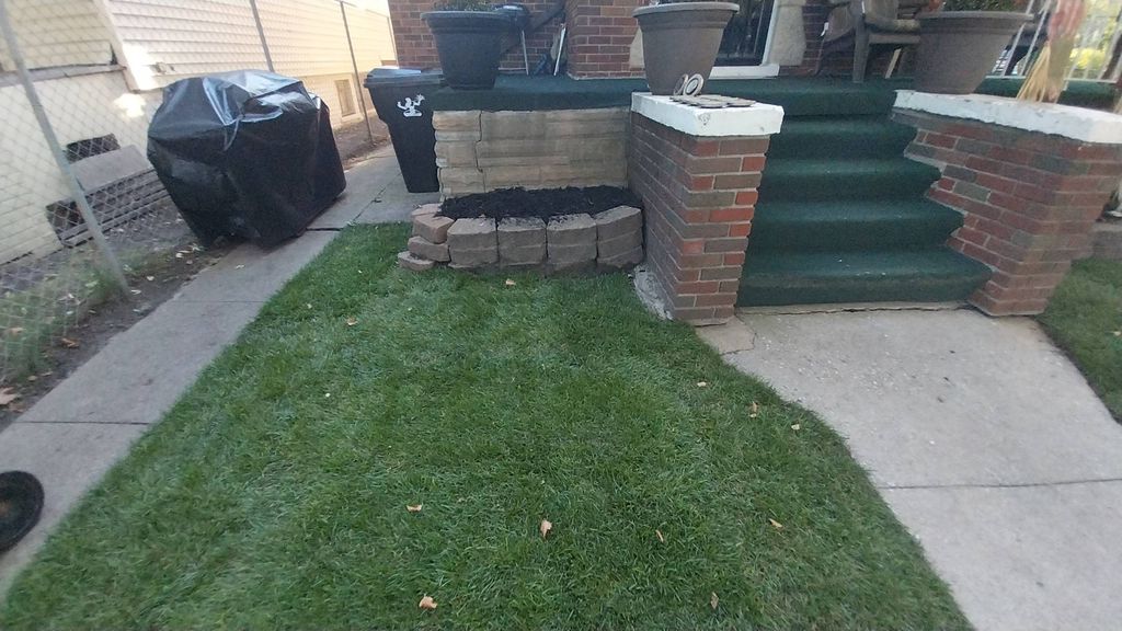 Sod installation, fresh mulch