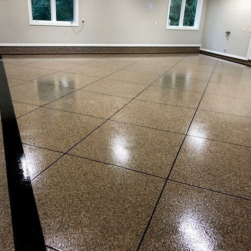 Full Flake Application with custom faux tile finis