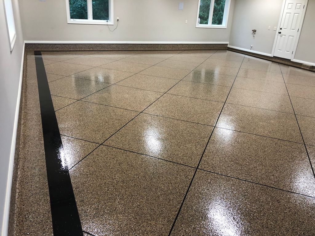 Full Flake Application with custom faux tile finis