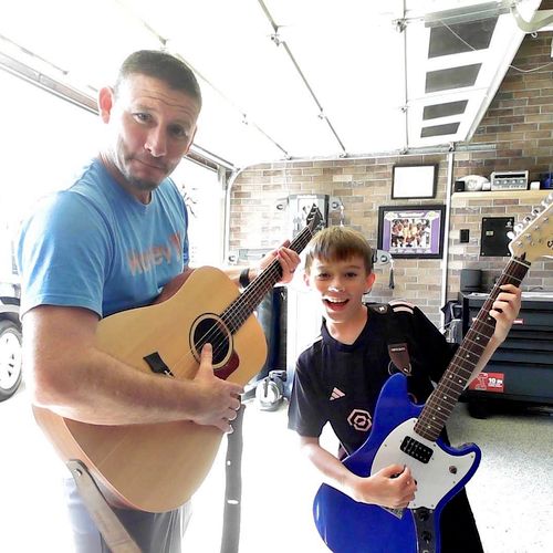 My 9 year-old son and I have been taking guitar le