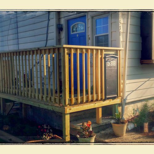 New entry deck with built-in in mail box. 