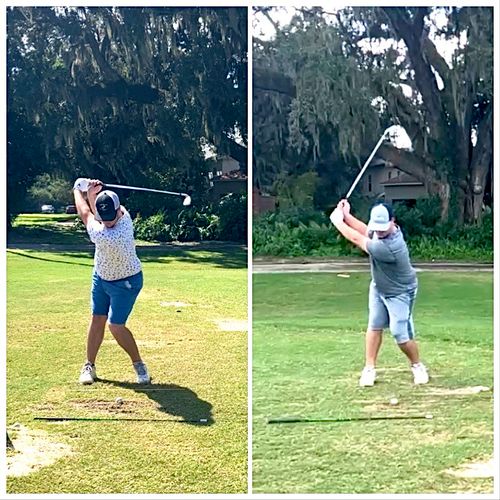 Jacob before and after top of the backswing 