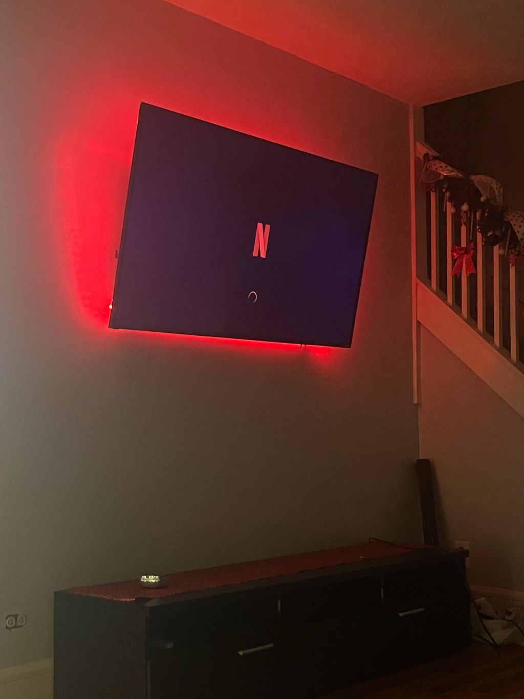 full motion tv mount with multi color halo led.