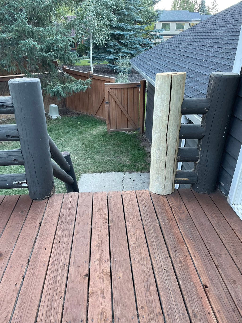Deck log railing replacement  