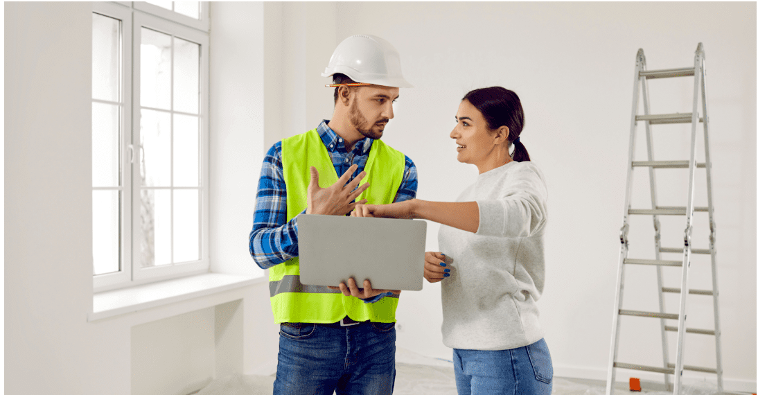 homeowner talking to a contractor