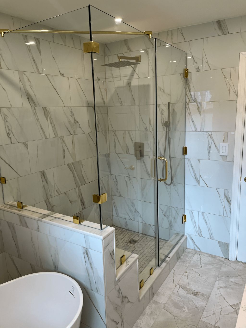 Walk-in shower with bench