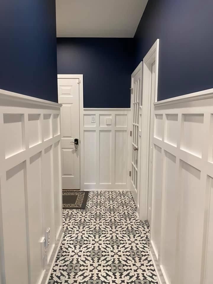 Installed board and Barton wainscoting and painted