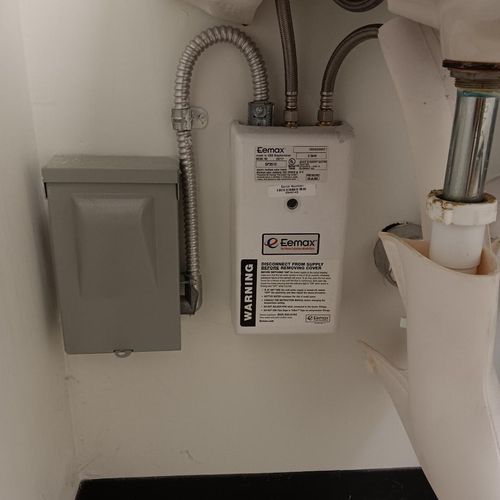 installed new emaxx point of use water heater and 