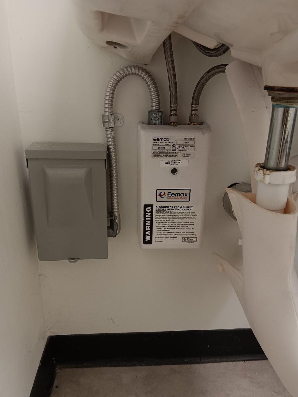 installed new emaxx point of use water heater and 