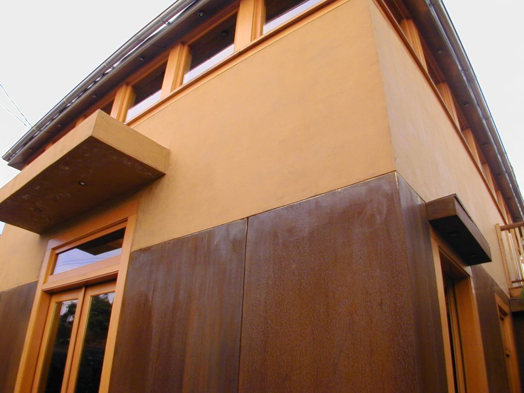 Custom Doug Fir Windows, COR-10 Steel and Plaster