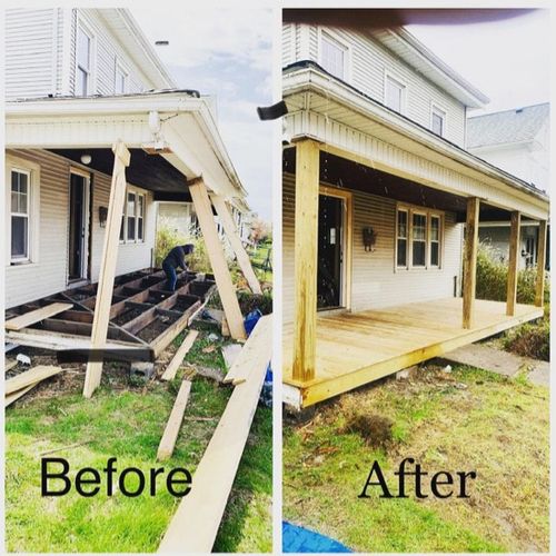 Removed rotted porch and replaced with Pressure tr