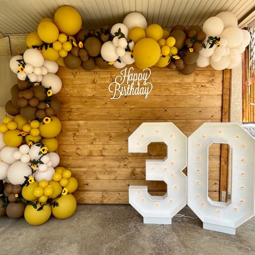 I rented the number 30, a wood wall, birthday sign