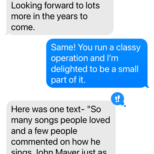 text from a very happy event coordinator