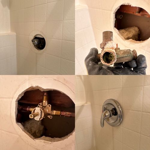 Shower faucet replacement with no back access 