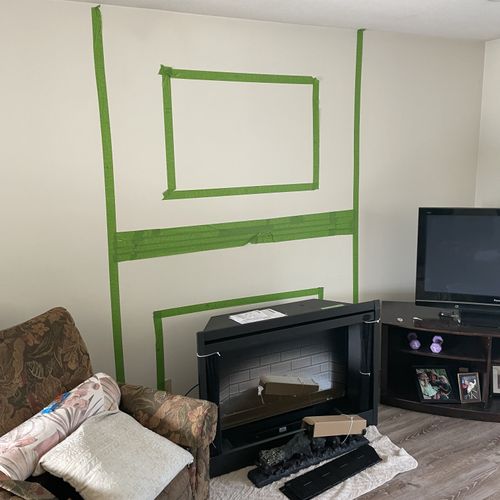 Customer’s vision for a fireplace/TV build out