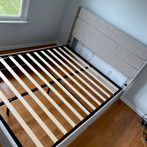 Queen size bed frame, with storage underneath 