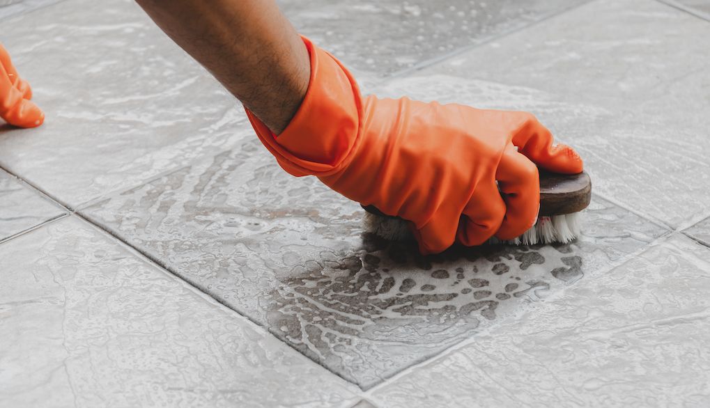 scrub brush for tile floor cleaning