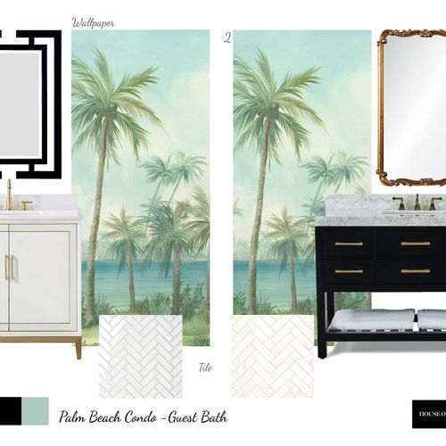 Room Board design for Palm Beach Guest Bath