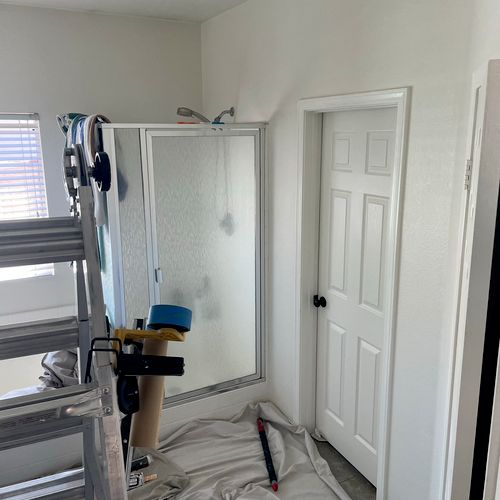 Before- white paint in master bathroom