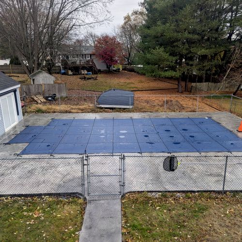 winterized the pool & installed the new pool cover
