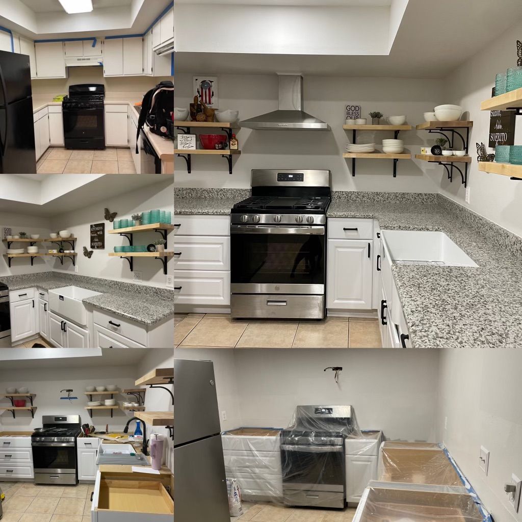 Installed new rangehood, cabinets, under mount sin