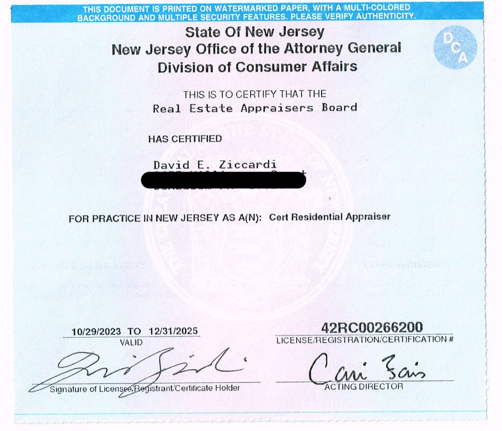 New Jersey Certification