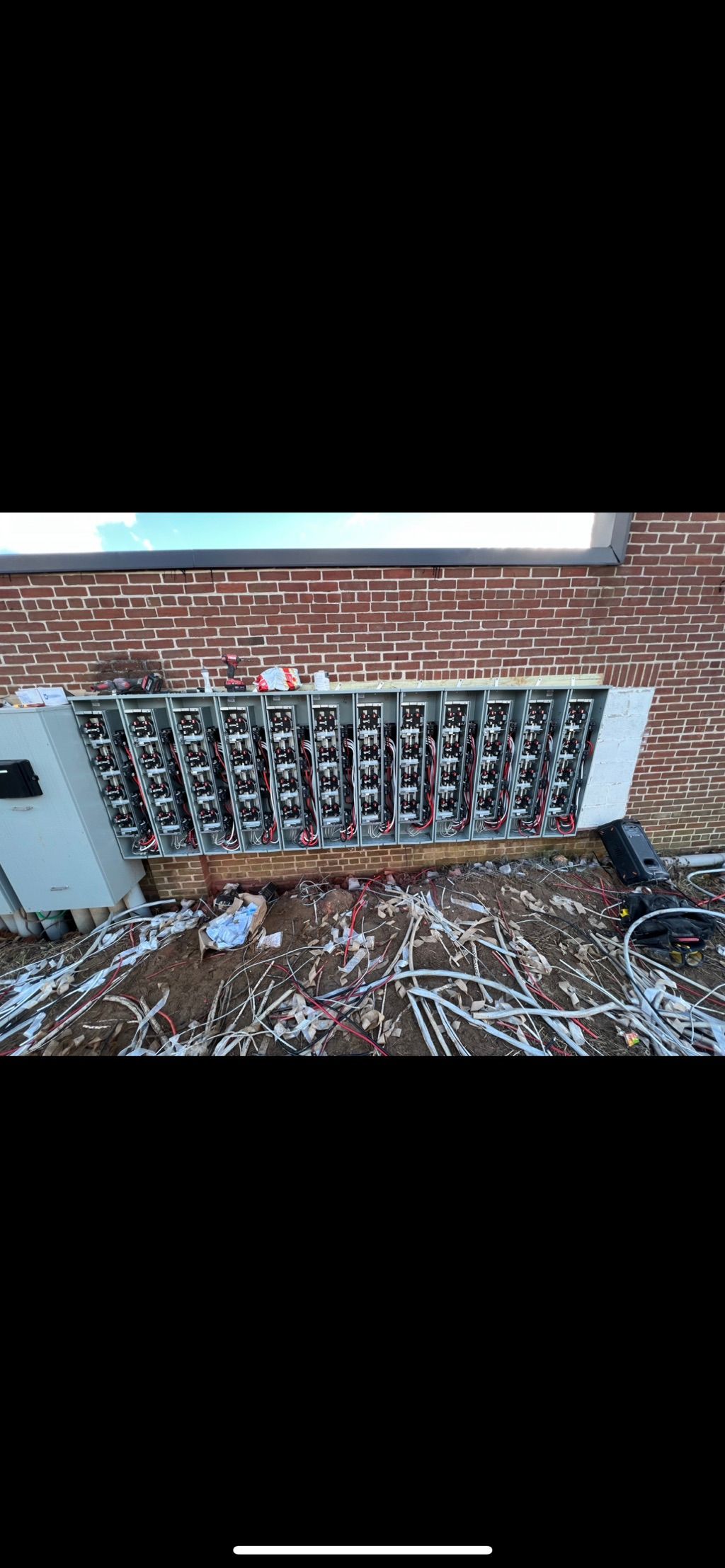 48 service meters stripped and wires planted. This