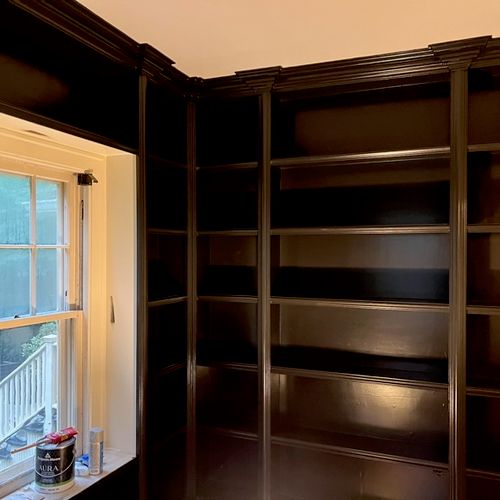 customers built-in bookcases after job completion