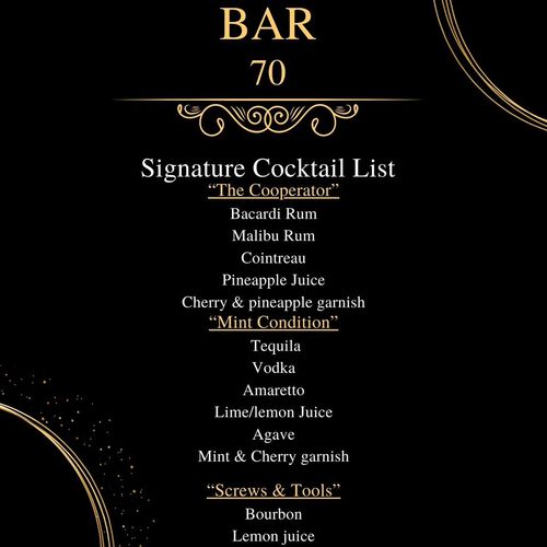 Custom signature cocktail list created by "The Liq