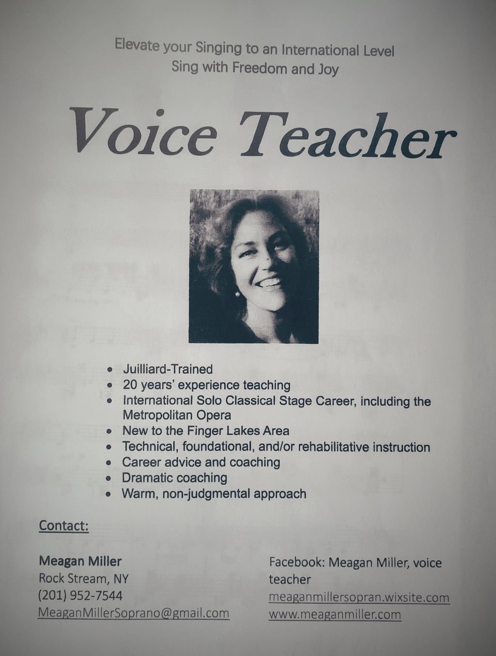 Teaching Flyer w/Contact Info, if needed